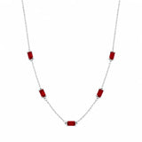 Emerald-Cut Moissanite Station Necklace in Sterling Silver