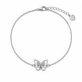 Moissanite Butterfly Charm Bracelet in Sterling Silver