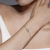 Moissanite Butterfly Charm Bracelet in Sterling Silver