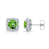 1.00ct. Cushion Peridot Halo Studs