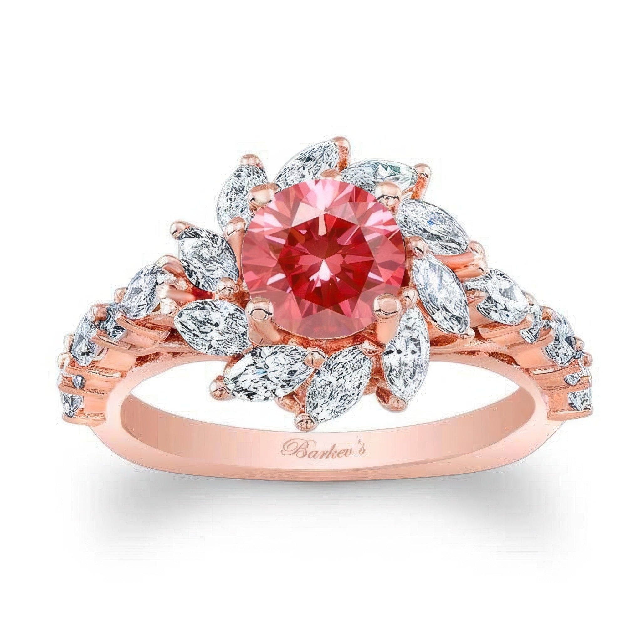 Lab Grown Pink Diamond Sunflower Engagement Ring