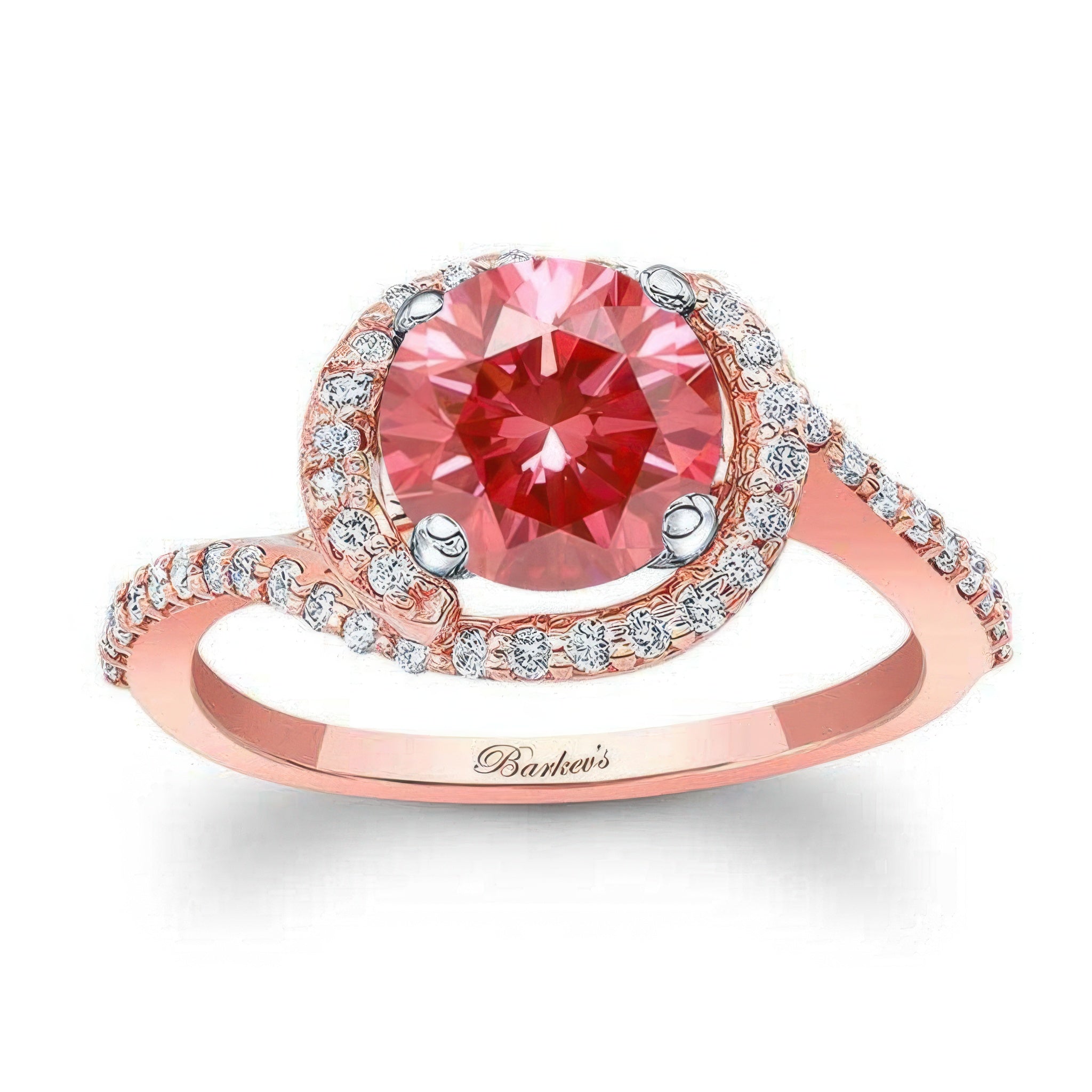 Half Halo Lab Grown Pink Diamond Engagement Ring