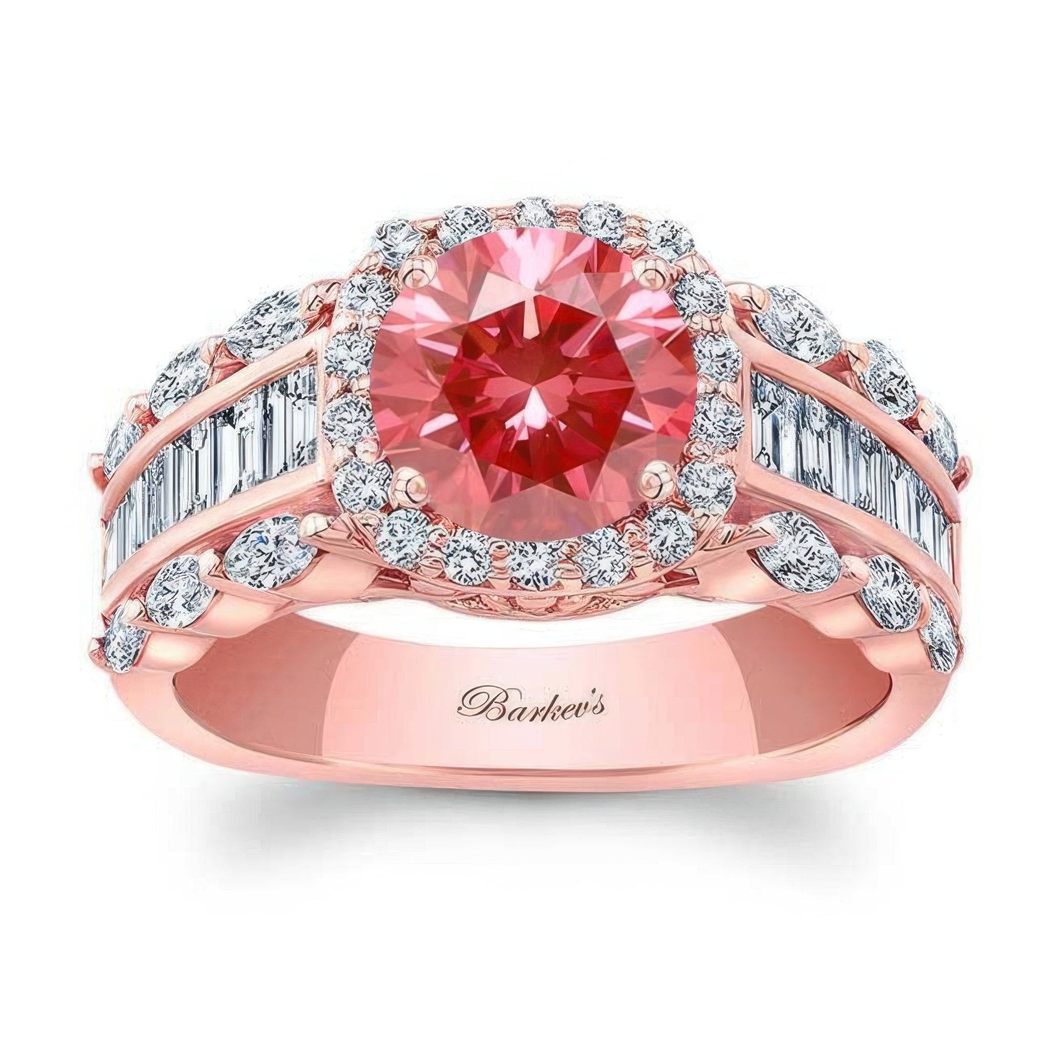 Lab Grown Pink Diamond Baguette Ring