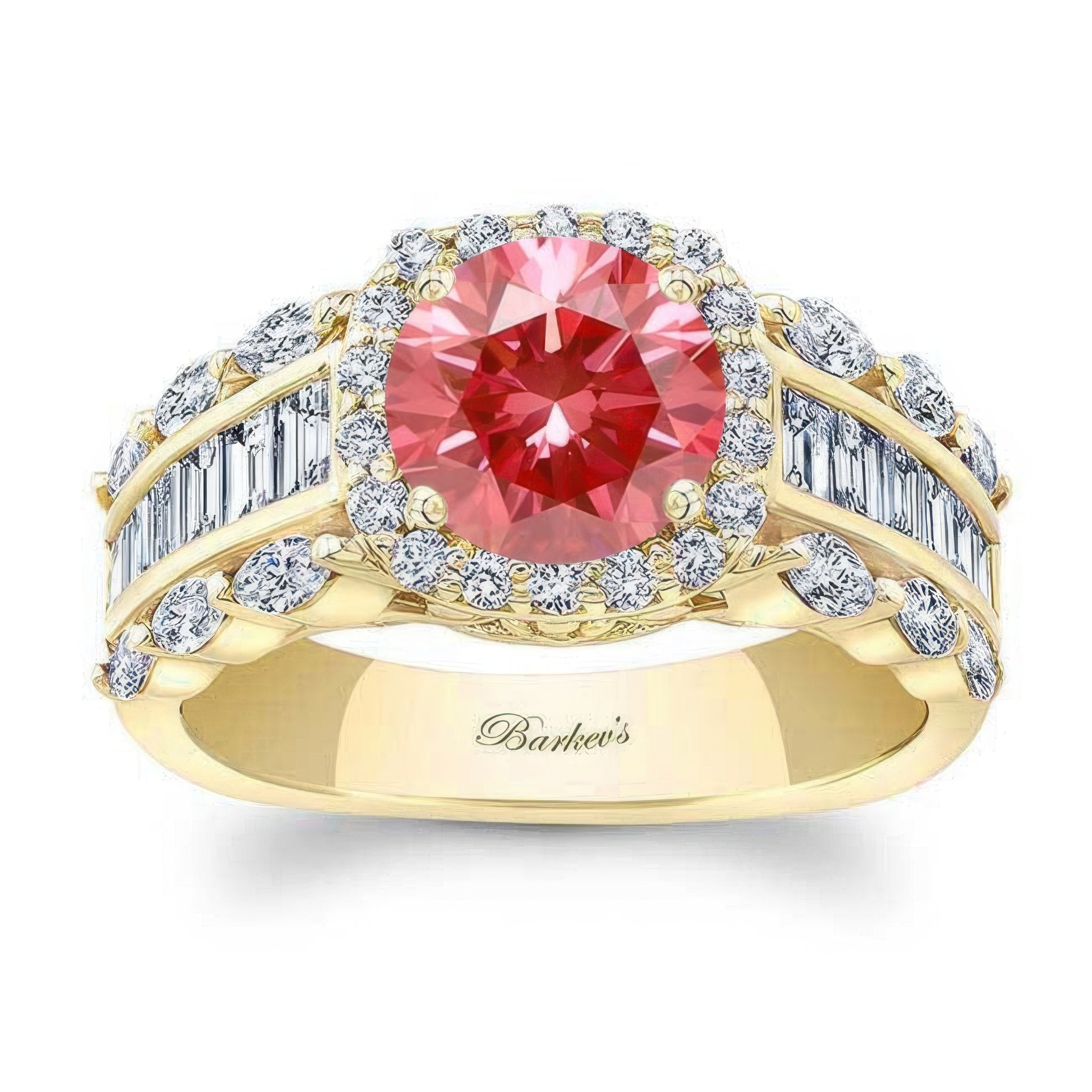 Lab Grown Pink Diamond Baguette Ring