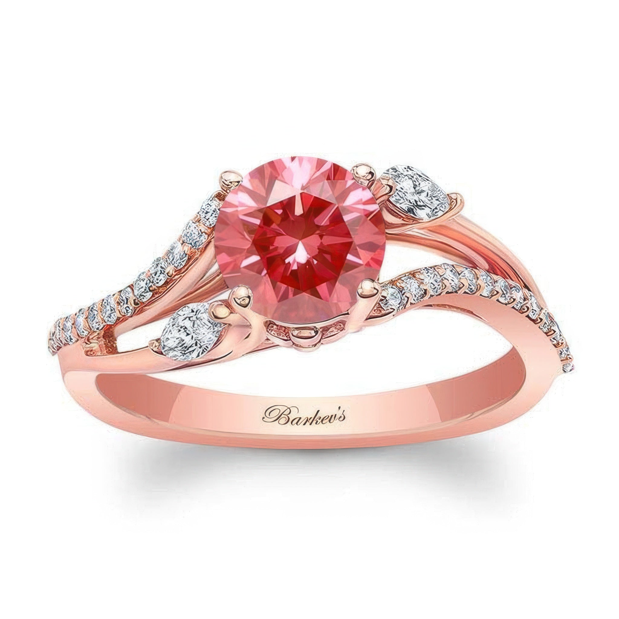 Curved Split Shank Lab Grown Pink Diamond Ring
