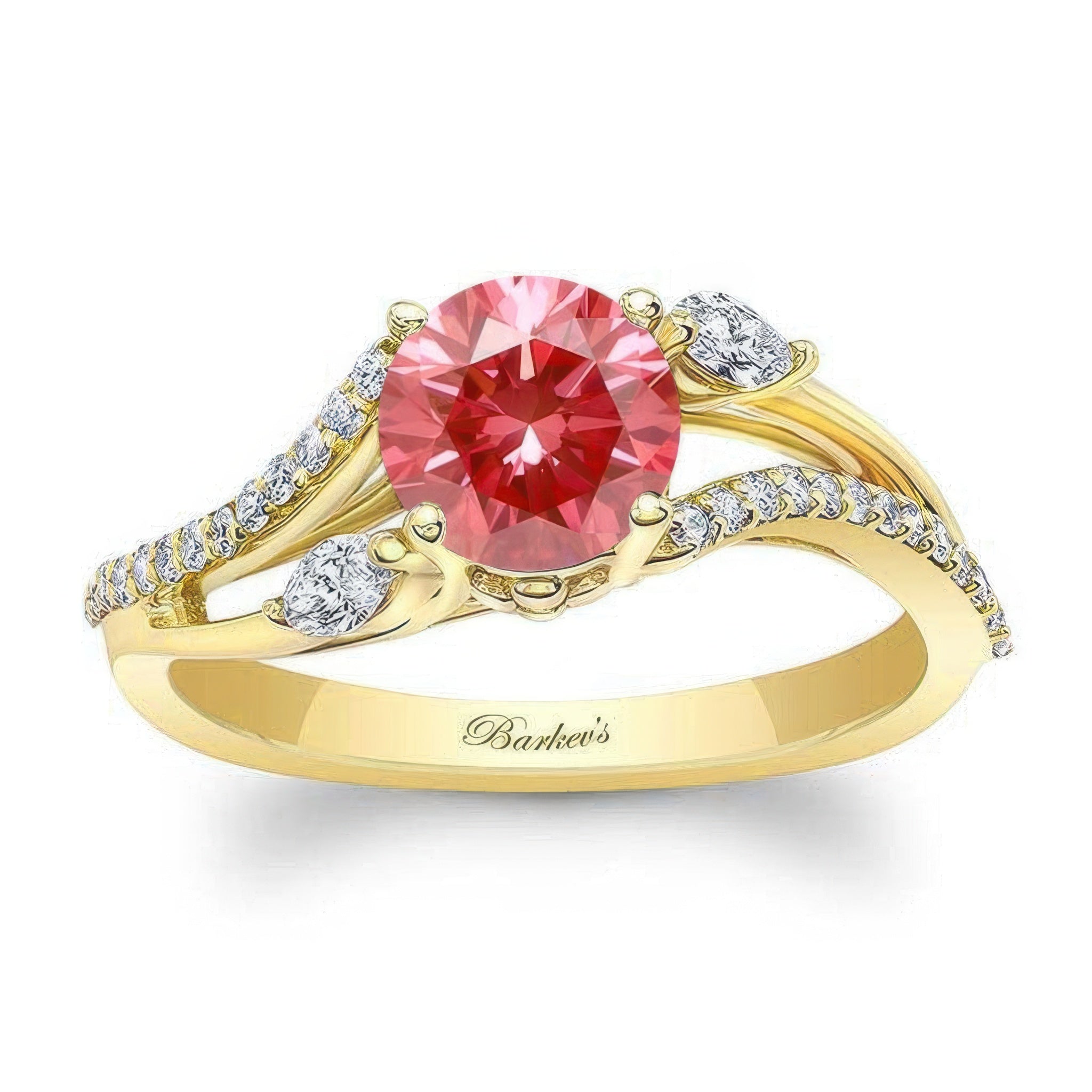Curved Split Shank Lab Grown Pink Diamond Ring