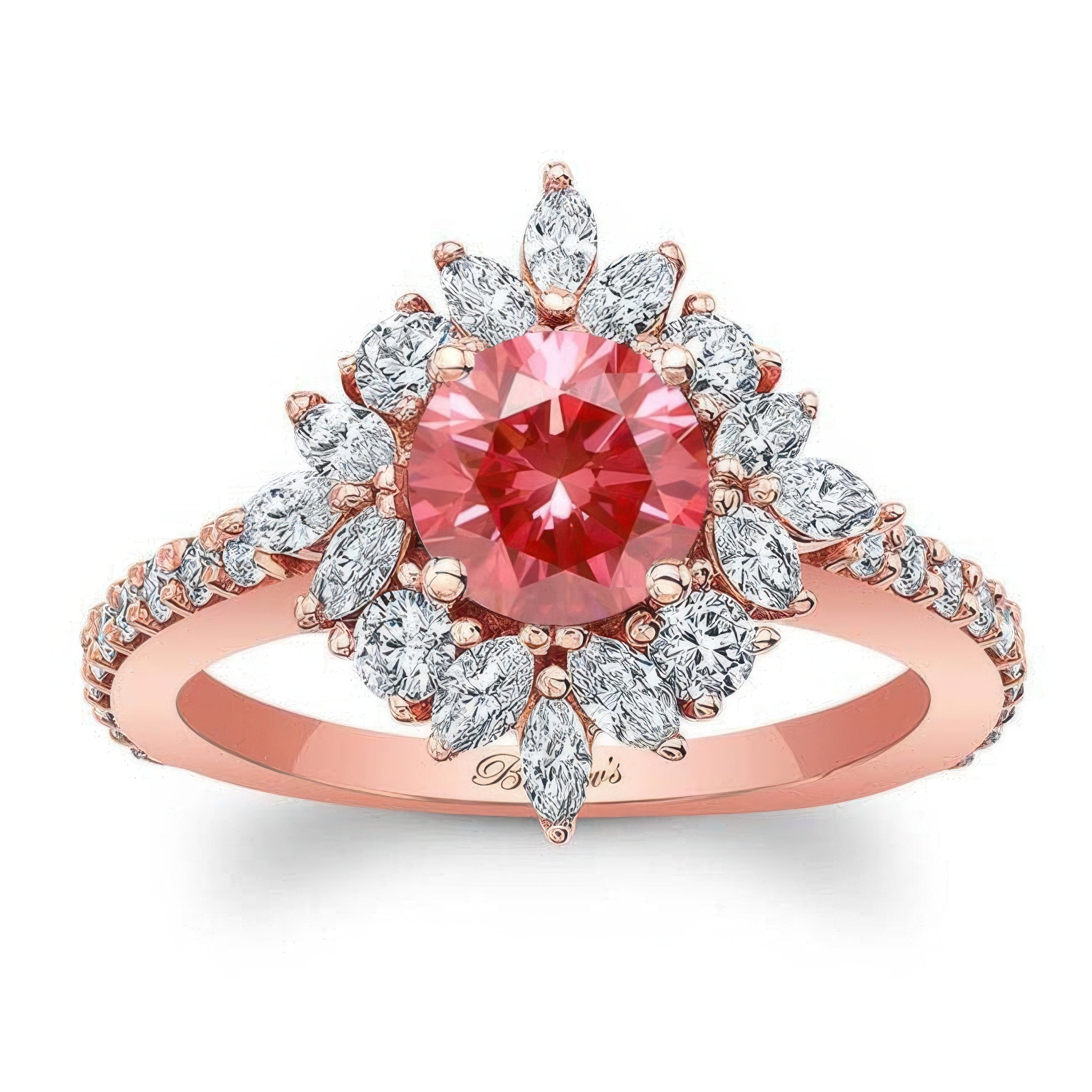 Marquise Halo Lab Grown Pink Diamond Engagement Ring