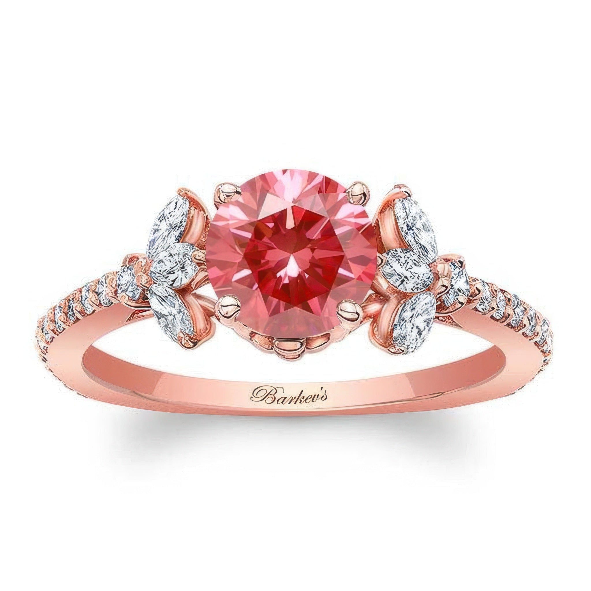 Lab Grown Pink Diamond Leaf Engagement Ring