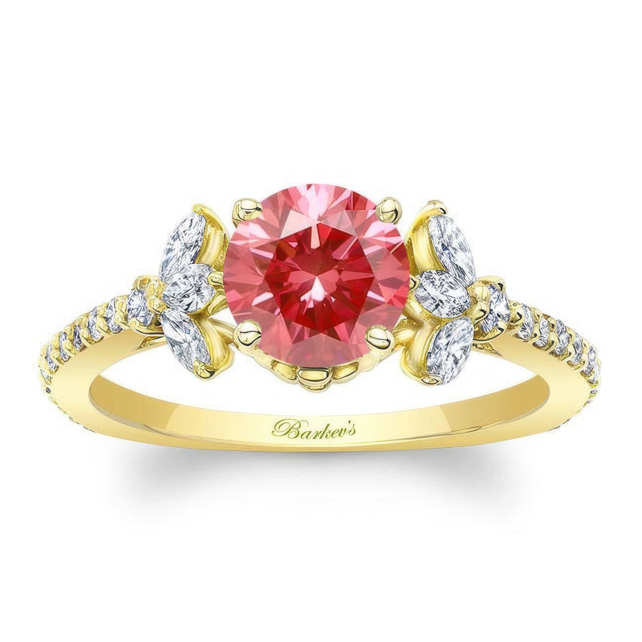 Lab Grown Pink Diamond Leaf Engagement Ring