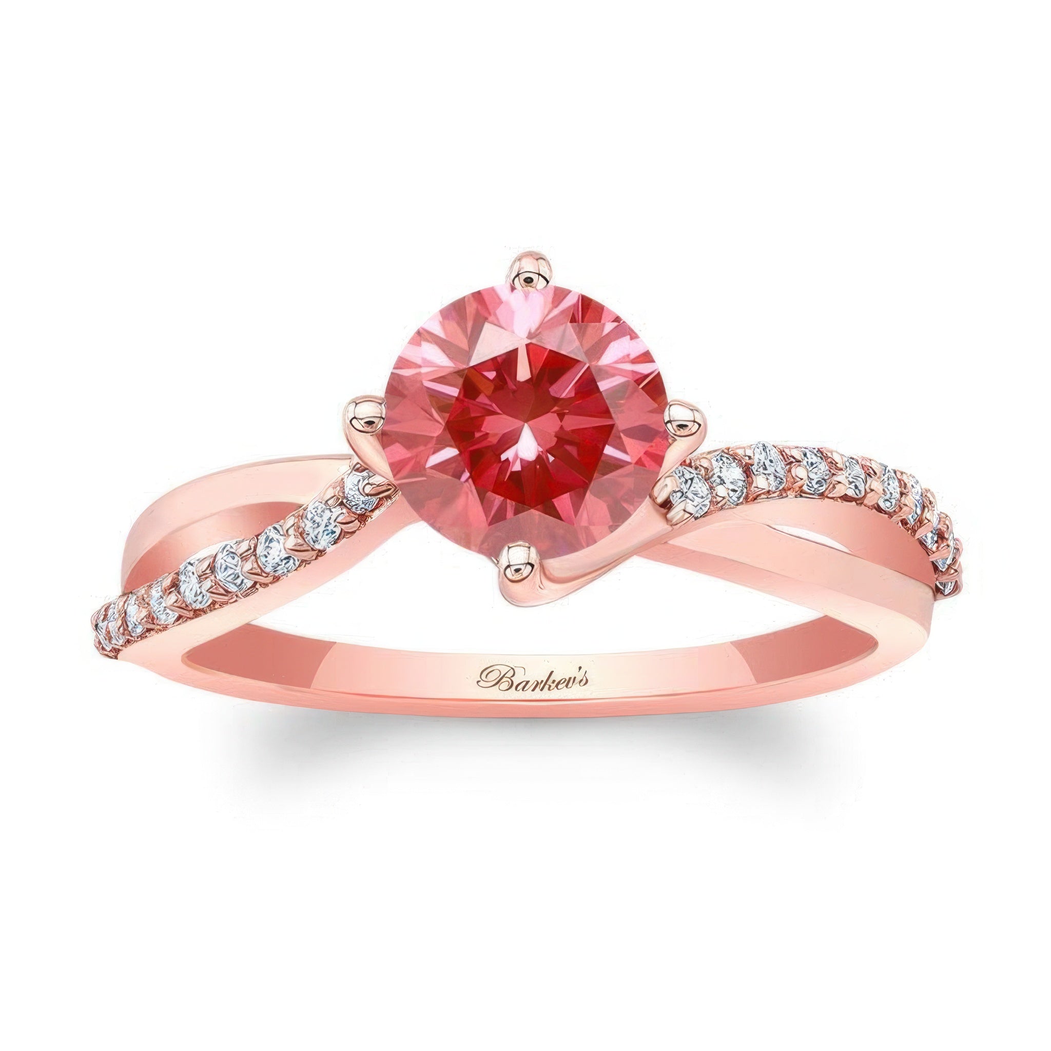 Twisted Lab Grown Pink Diamond Engagement Ring