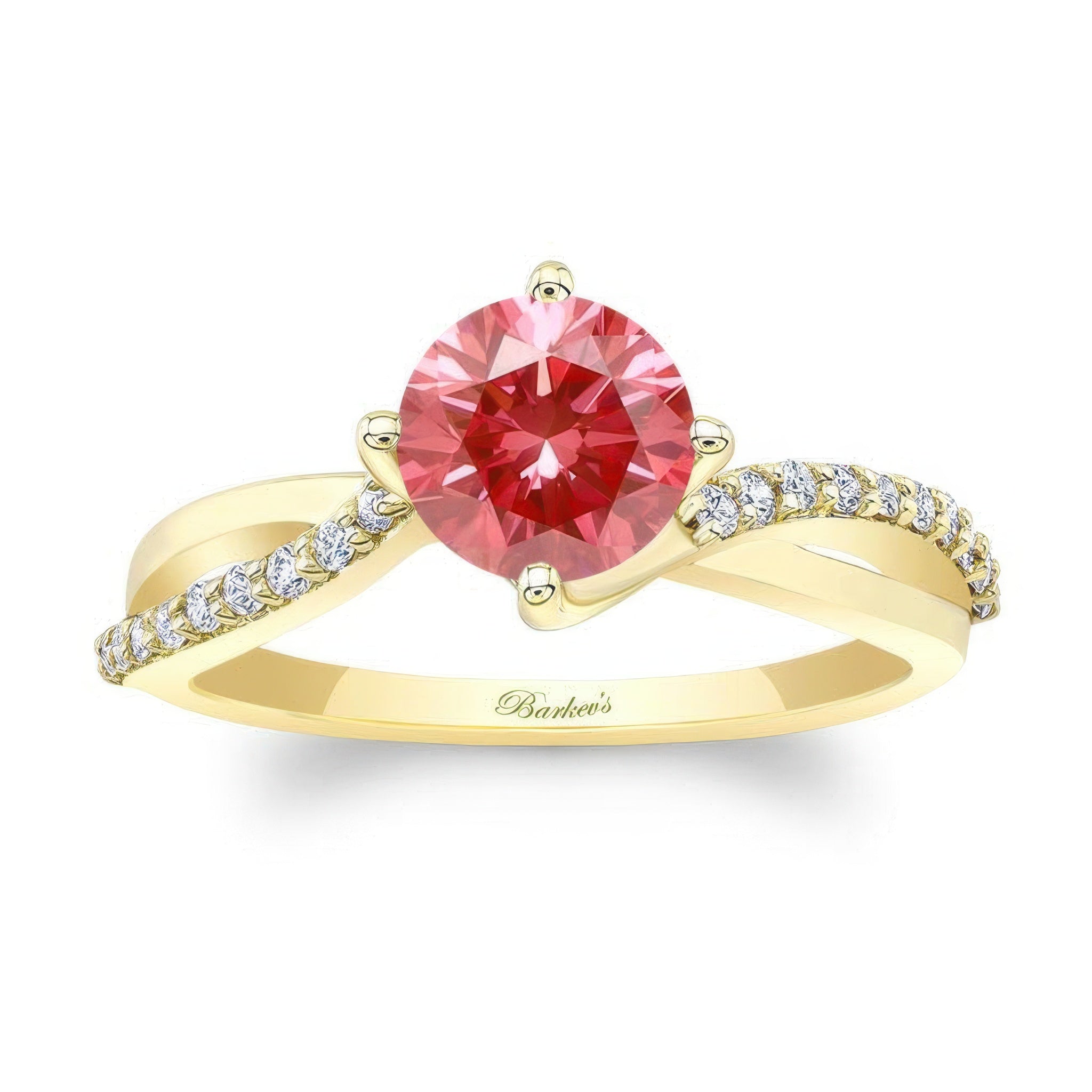 Twisted Lab Grown Pink Diamond Engagement Ring