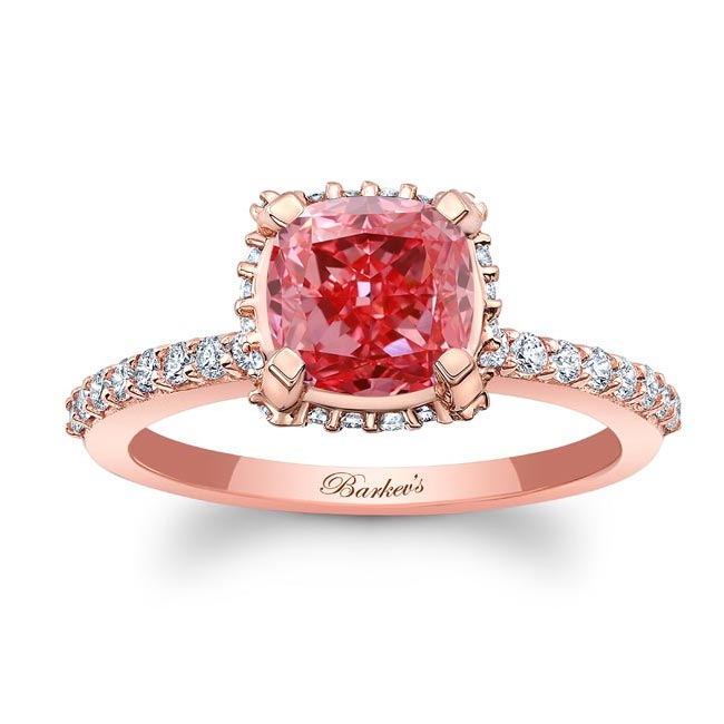 Cushion Halo Lab Grown Pink Diamond Engagement Ring