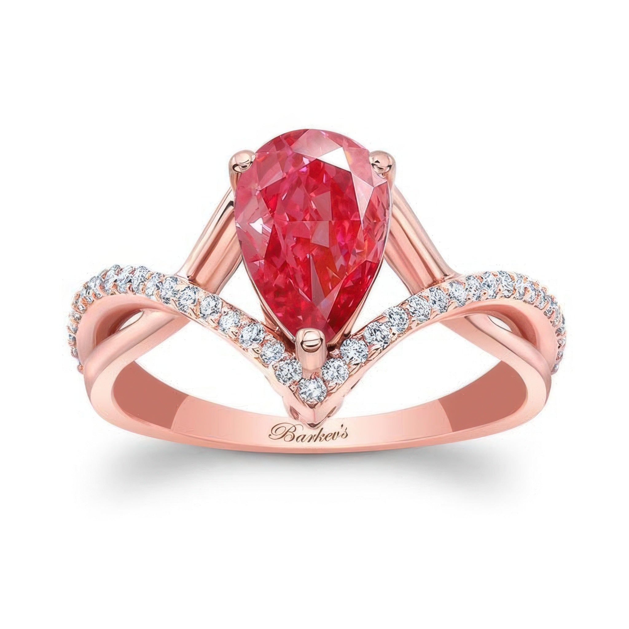 Unique Pear Shaped Lab Grown Pink Diamond Engagement Ring