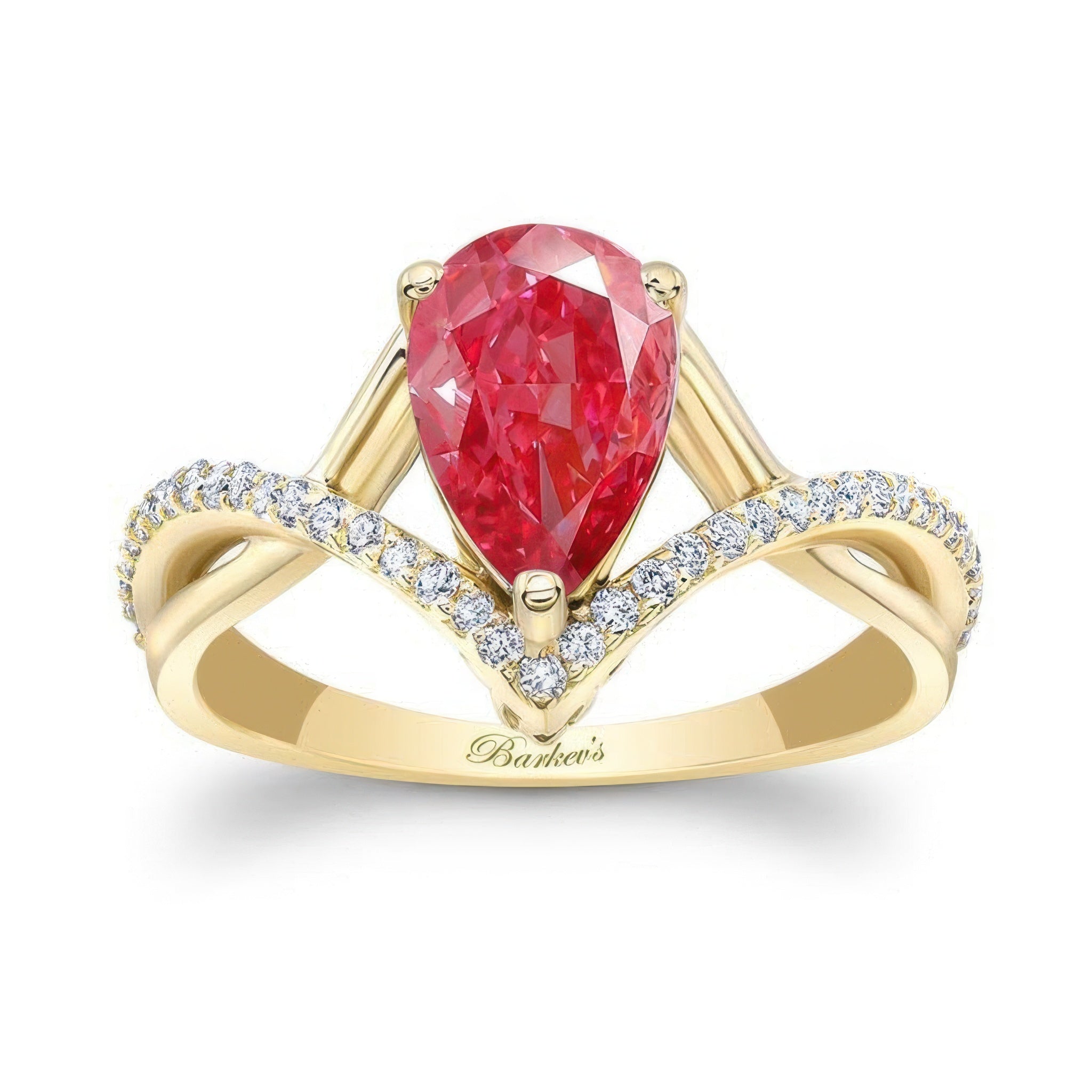 Unique Pear Shaped Lab Grown Pink Diamond Engagement Ring