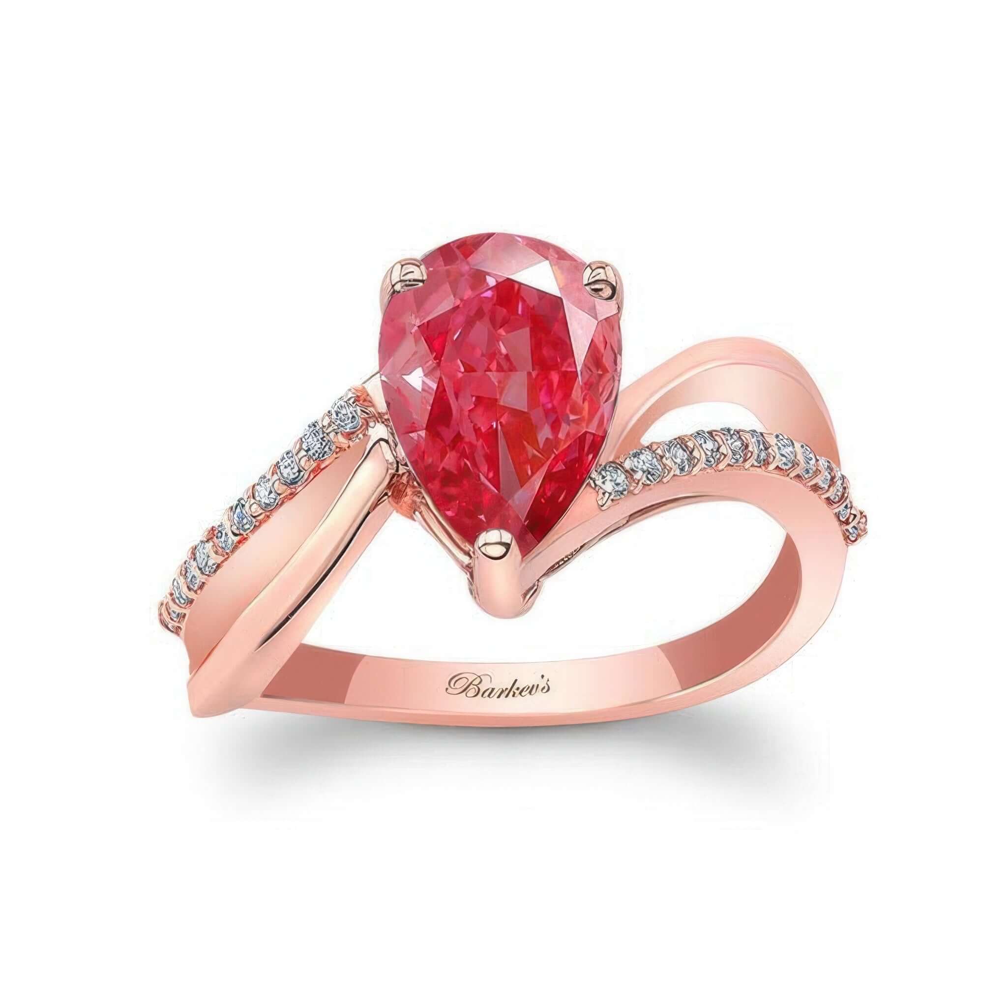 Pear Lab Created Pink Diamonds Split Shank Pear Lab Grown Pink