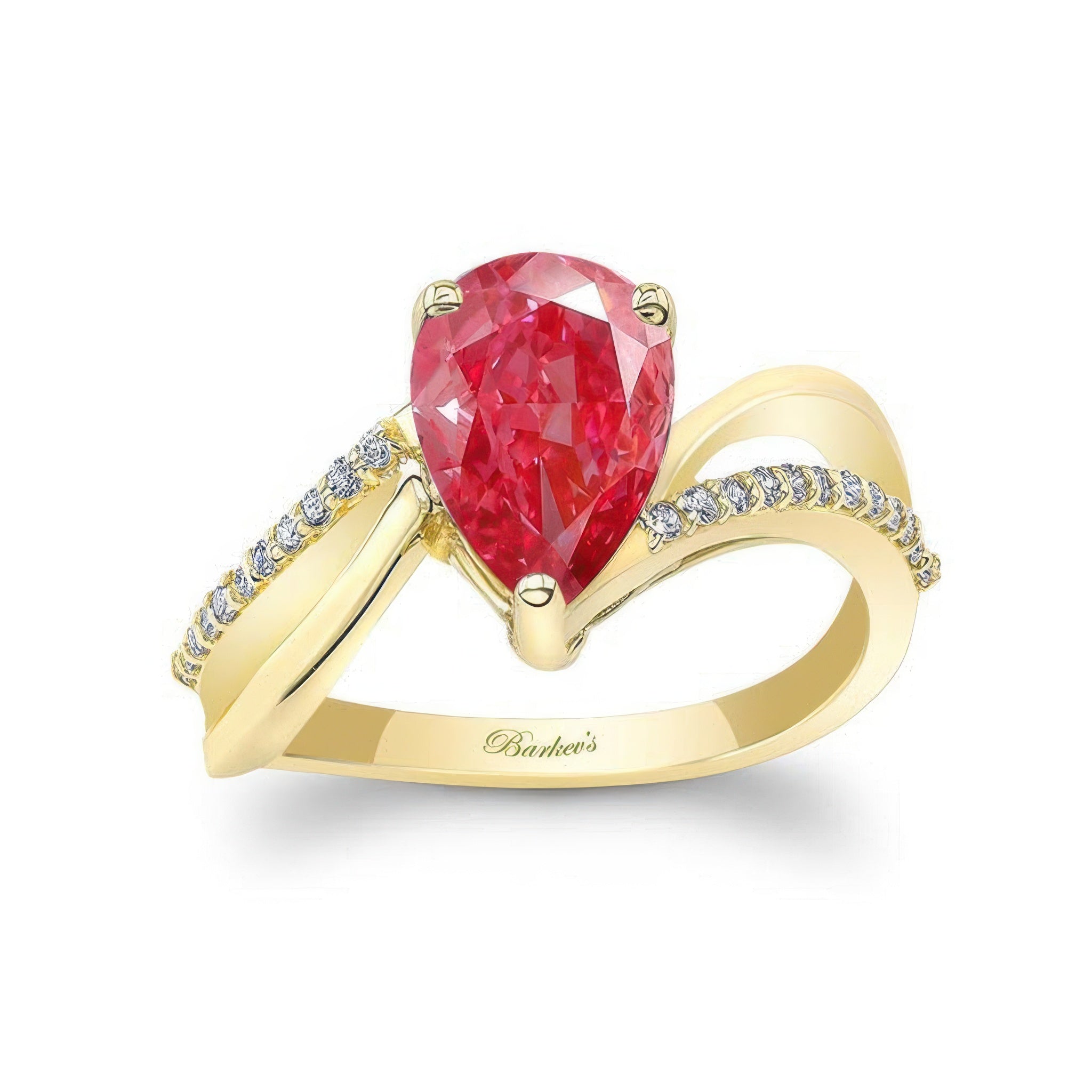 Split Shank Pear Lab Grown Pink Diamond Ring