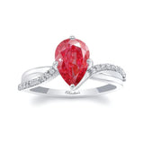 Pear Shaped Lab Grown Pink Diamond Engagement Ring With Twisted Band