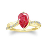 Pear Shaped Lab Grown Pink Diamond Engagement Ring With Twisted Band