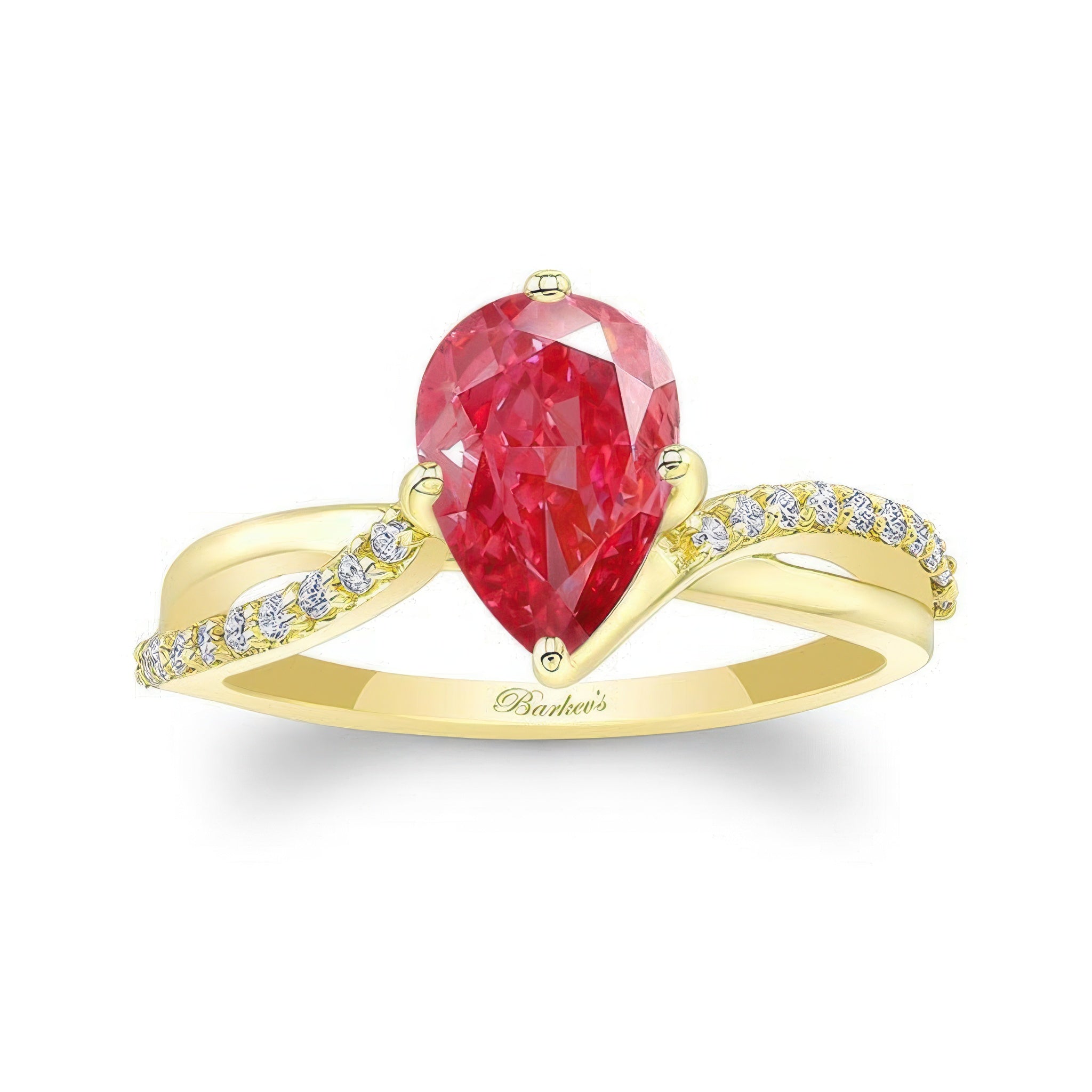 Pear Shaped Lab Grown Pink Diamond Engagement Ring With Twisted Band