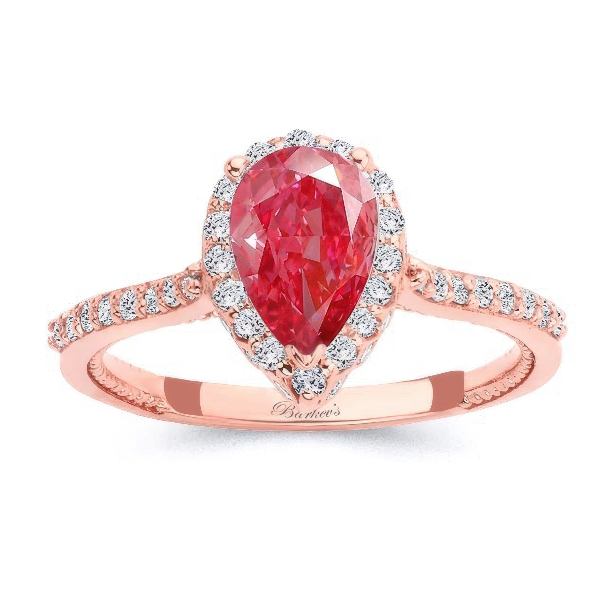 Eva Pear Shaped Lab Grown Pink Diamond Halo Ring