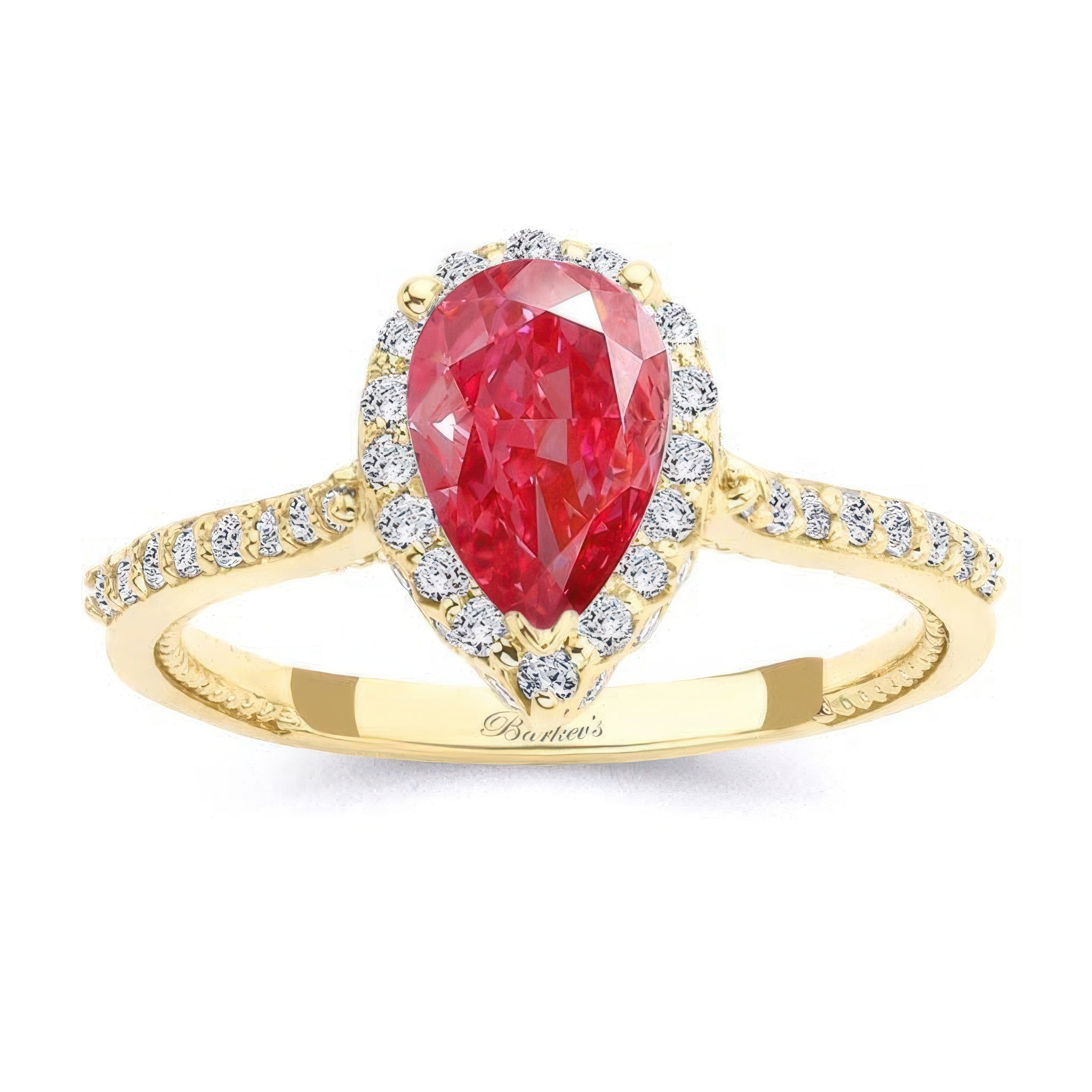Eva Pear Shaped Lab Grown Pink Diamond Halo Ring