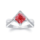 Unique Princess Cut Lab Grown Pink Diamond Engagement Ring