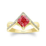 Unique Princess Cut Lab Grown Pink Diamond Engagement Ring