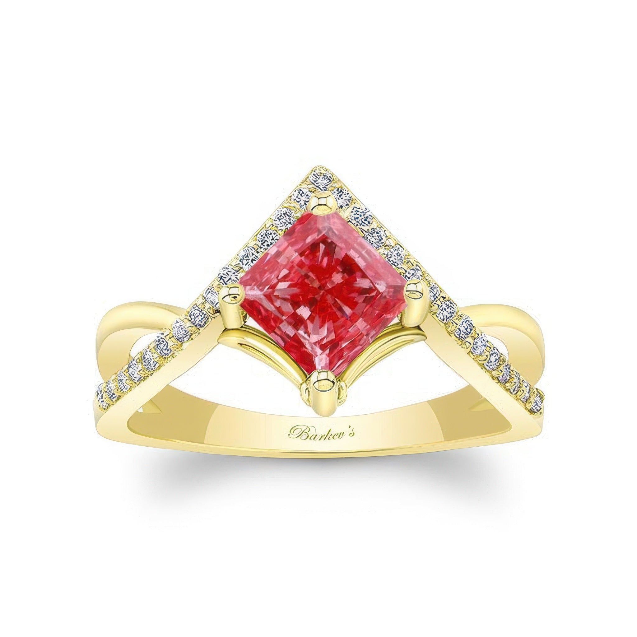Unique Princess Cut Lab Grown Pink Diamond Engagement Ring