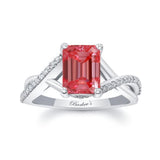 2 Carat Emerald Cut Lab Grown Pink Diamond Ring