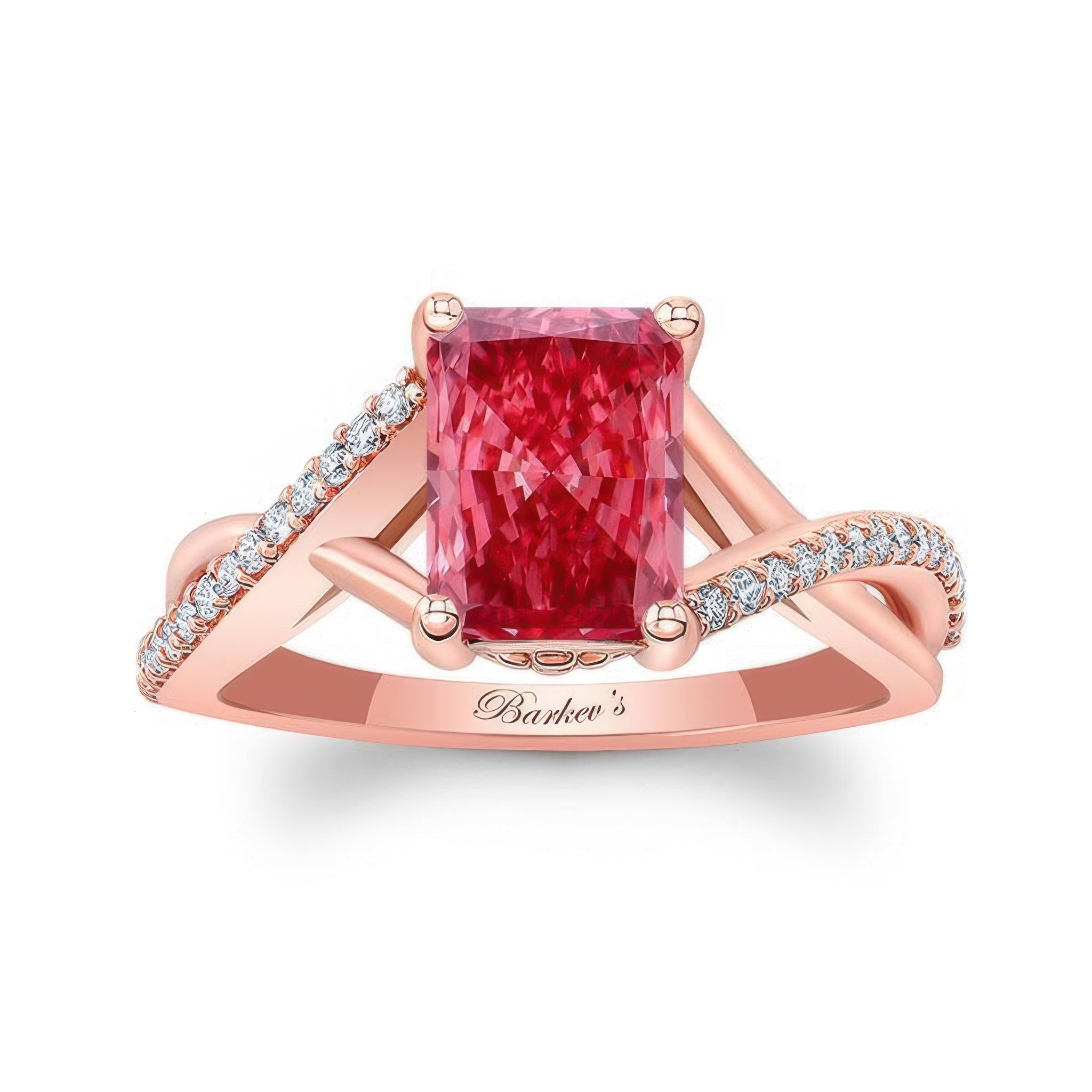 2 Carat Radiant Cut Lab Grown Pink Diamond Ring