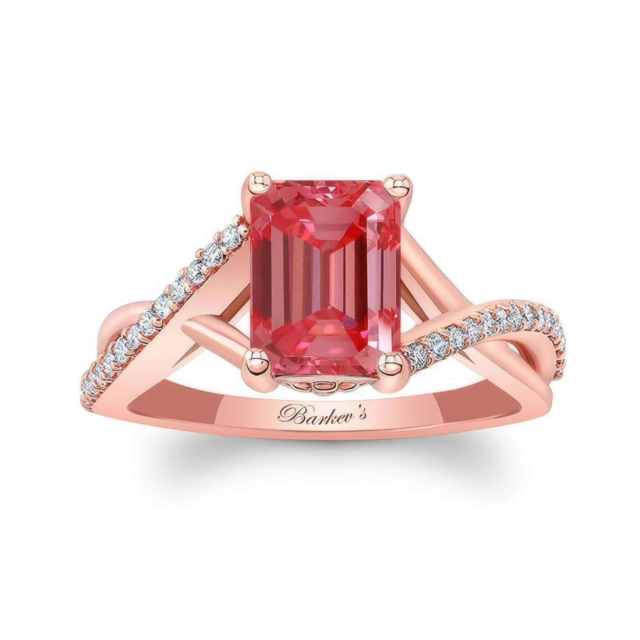 2 Carat Emerald Cut Lab Grown Pink Diamond Ring