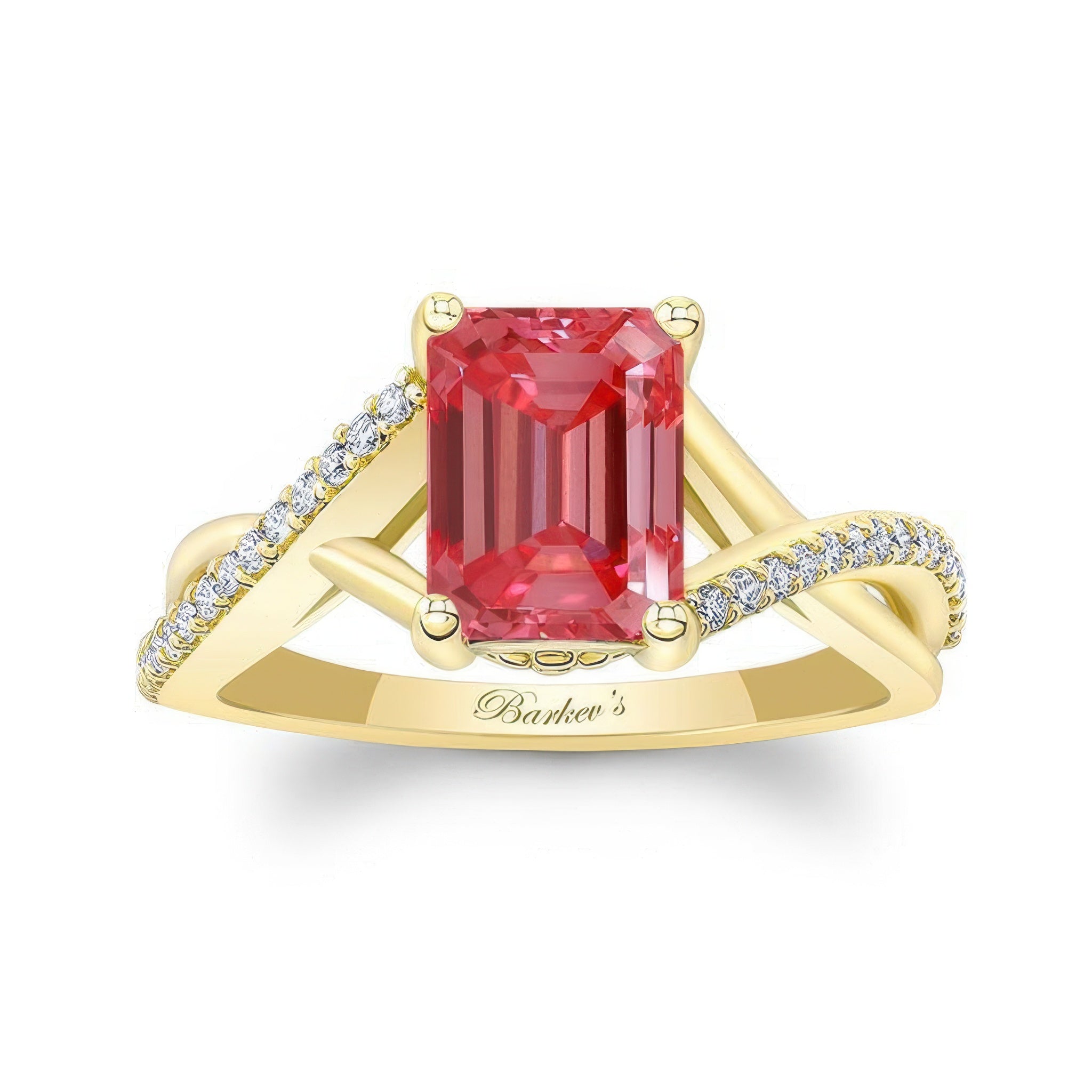 2 Carat Emerald Cut Lab Grown Pink Diamond Ring