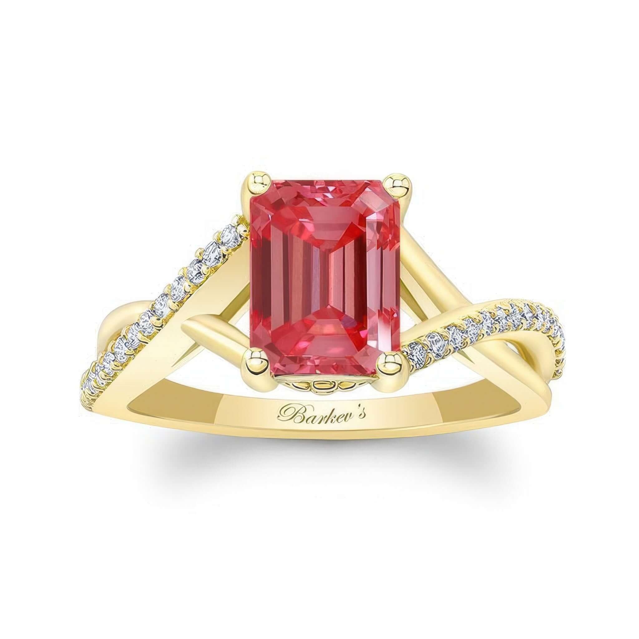 2 Carat Emerald Cut Lab Grown Pink Diamond Ring