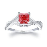 One Carat Princess Cut Lab Grown Pink Diamond Ring
