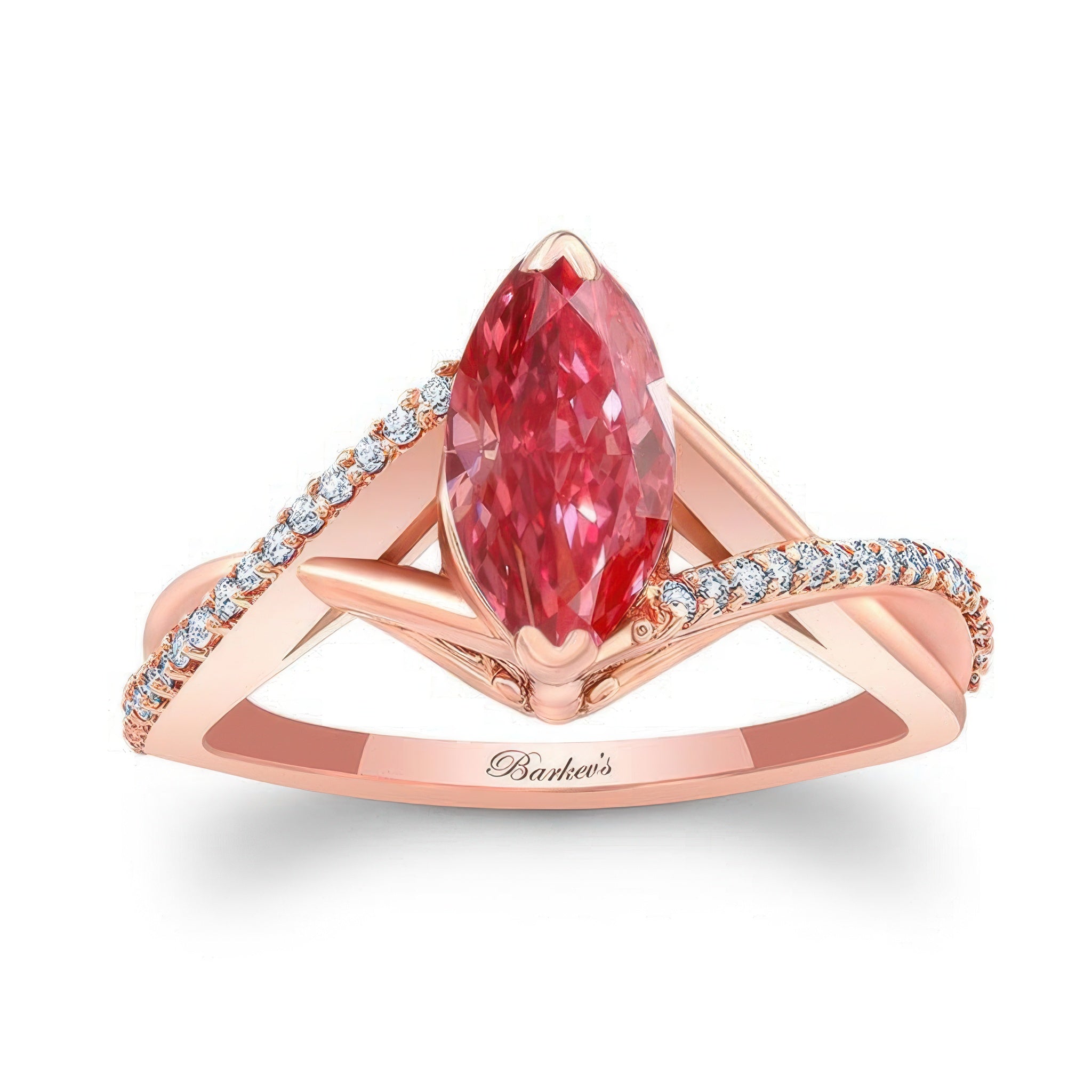 1 Carat Marquise Lab Grown Pink Diamond Ring