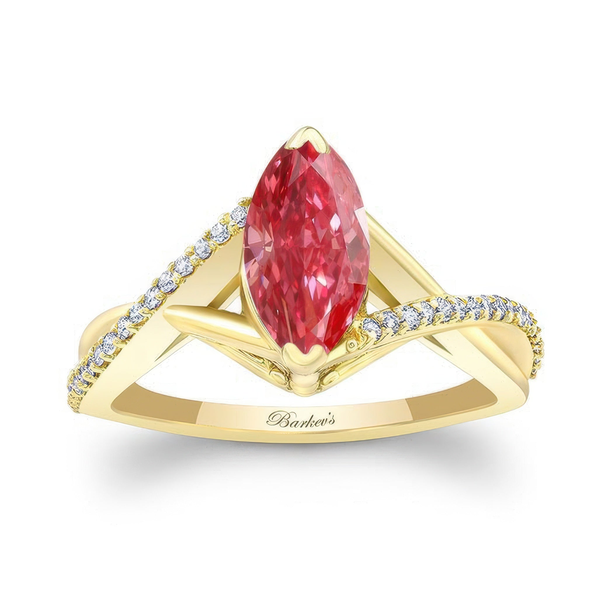 1 Carat Marquise Lab Grown Pink Diamond Ring