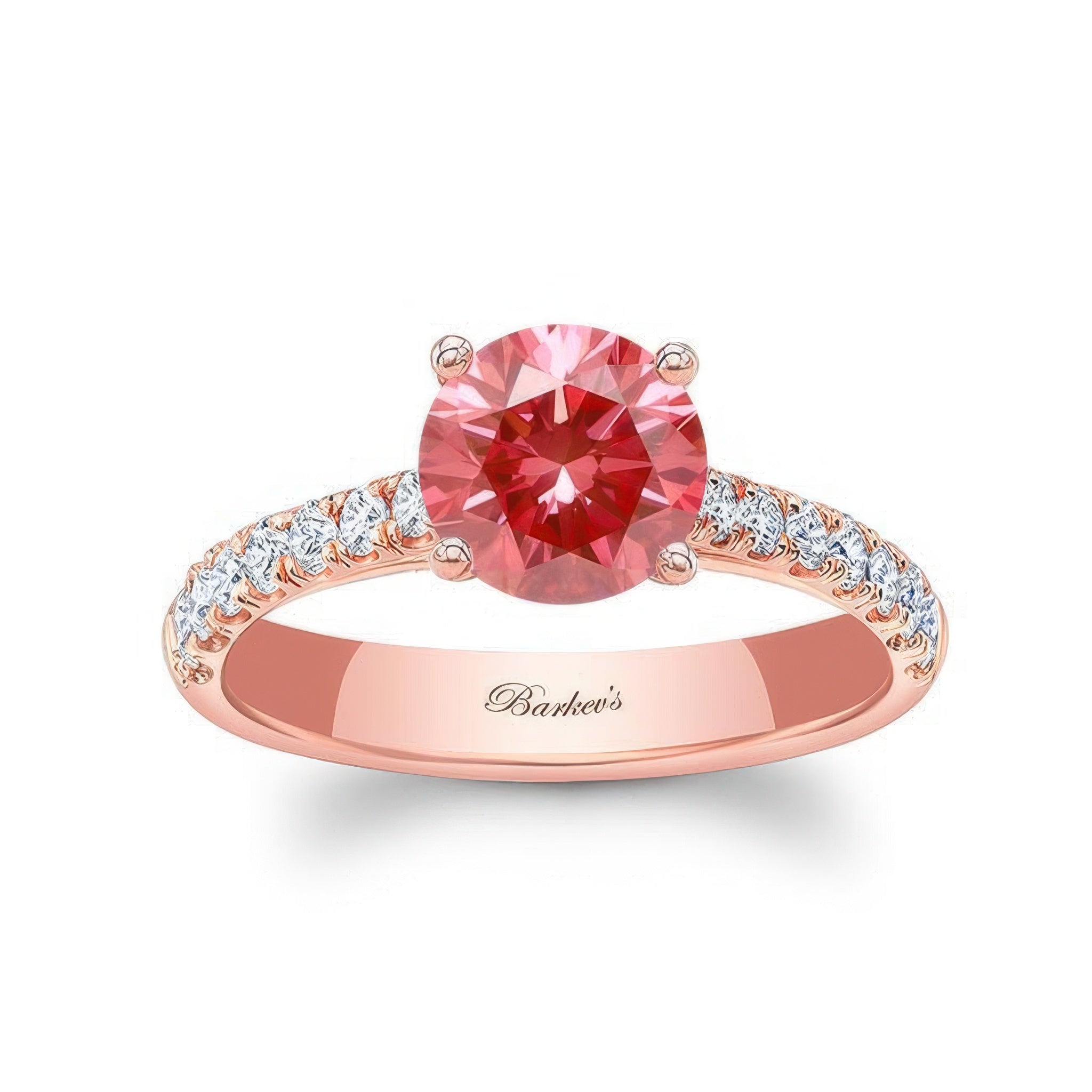 Round Lab Grown Pink Diamond Engagement Ring
