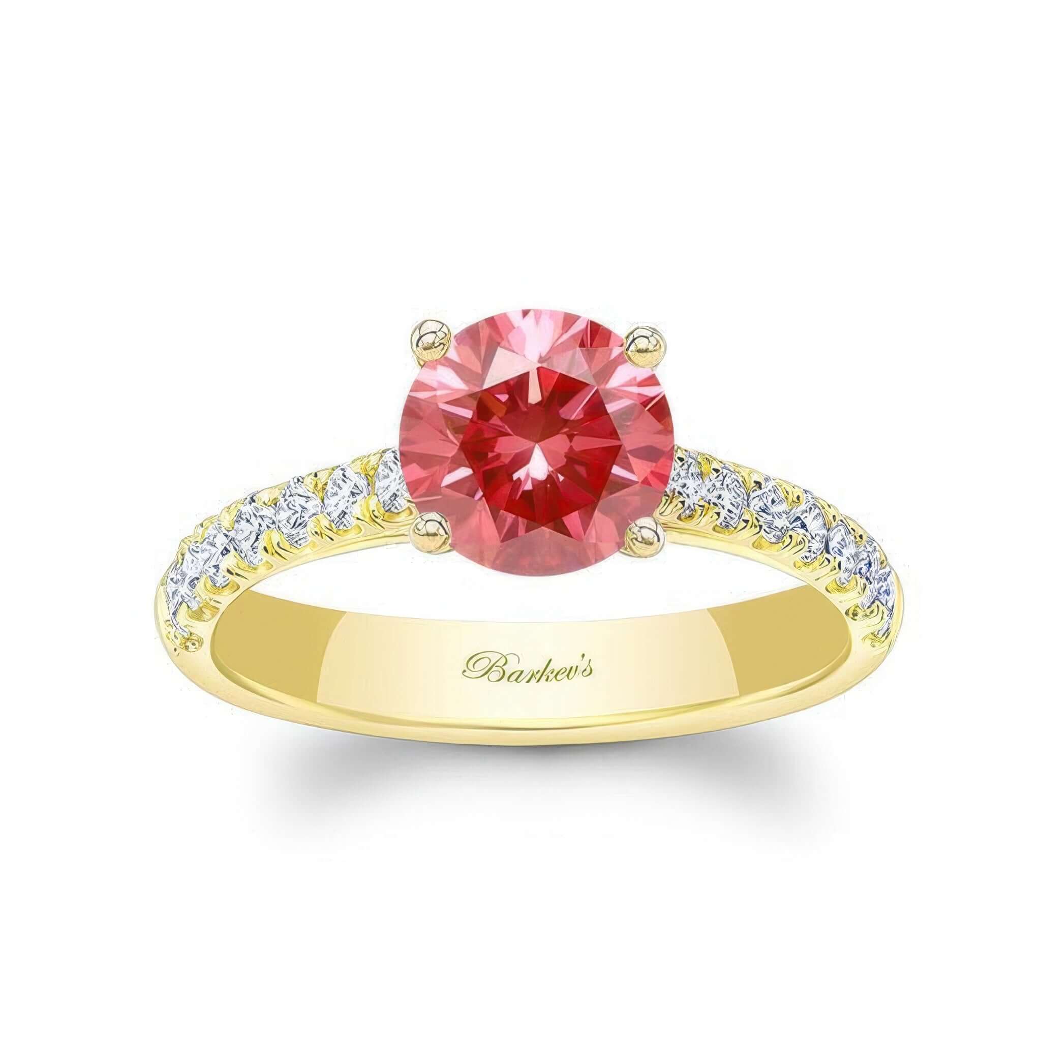 Round Lab Grown Pink Diamond Engagement Ring