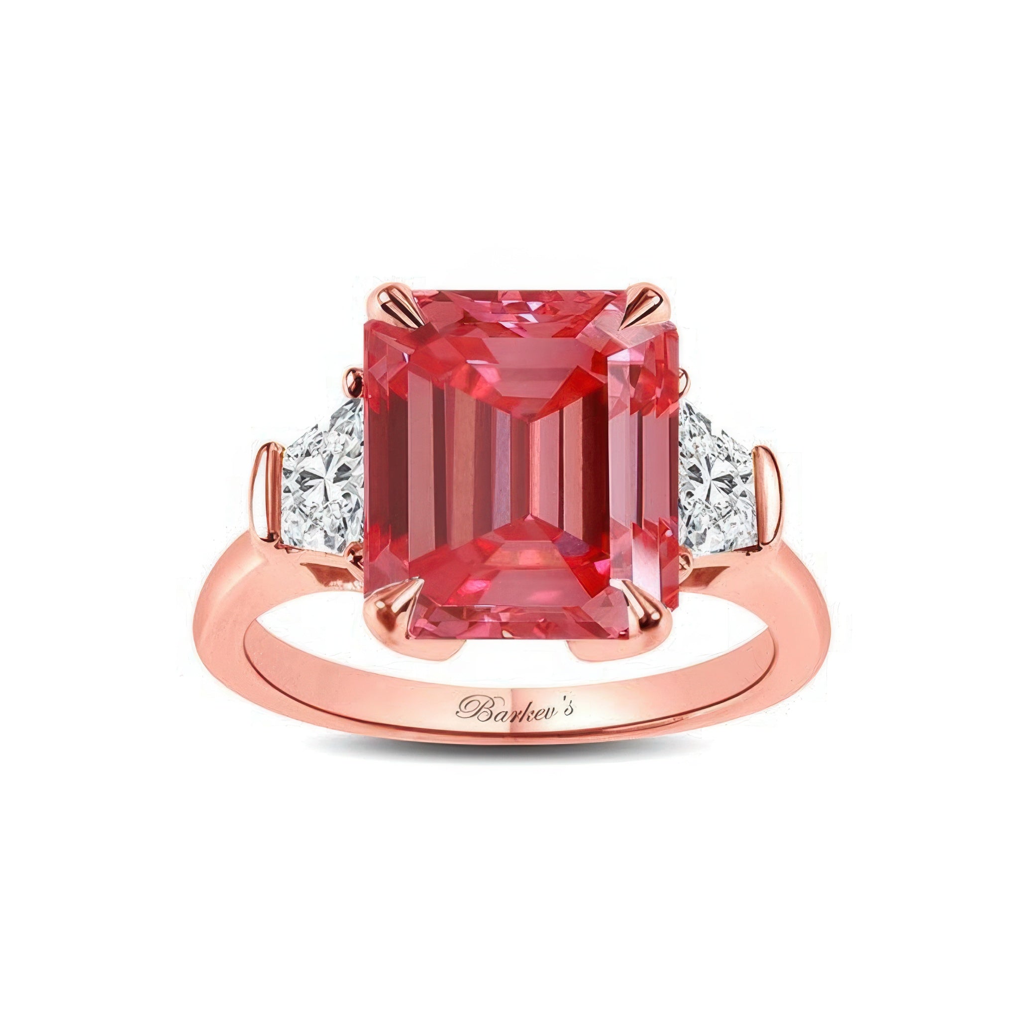 Emerald Cut 5 Carat Lab Pink Diamond Ring