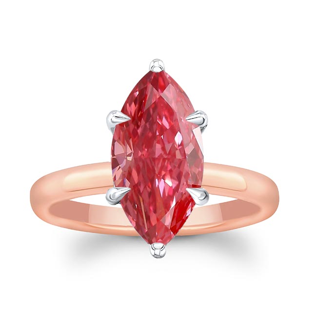 2 Carat Marquise Lab Pink Diamond Solitaire Engagement Ring