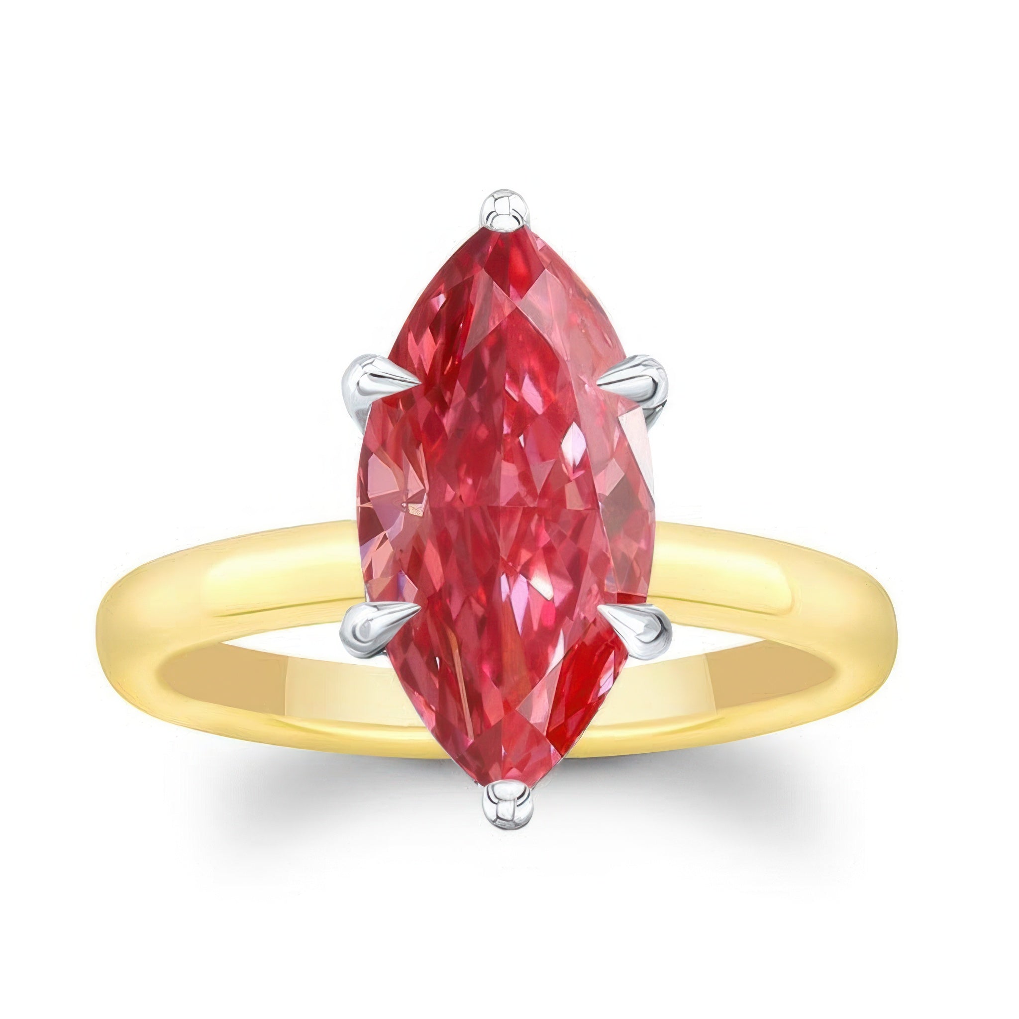 2 Carat Marquise Lab Pink Diamond Solitaire Engagement Ring