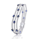 3 Row Oval Sapphire And Diamond Bracelet