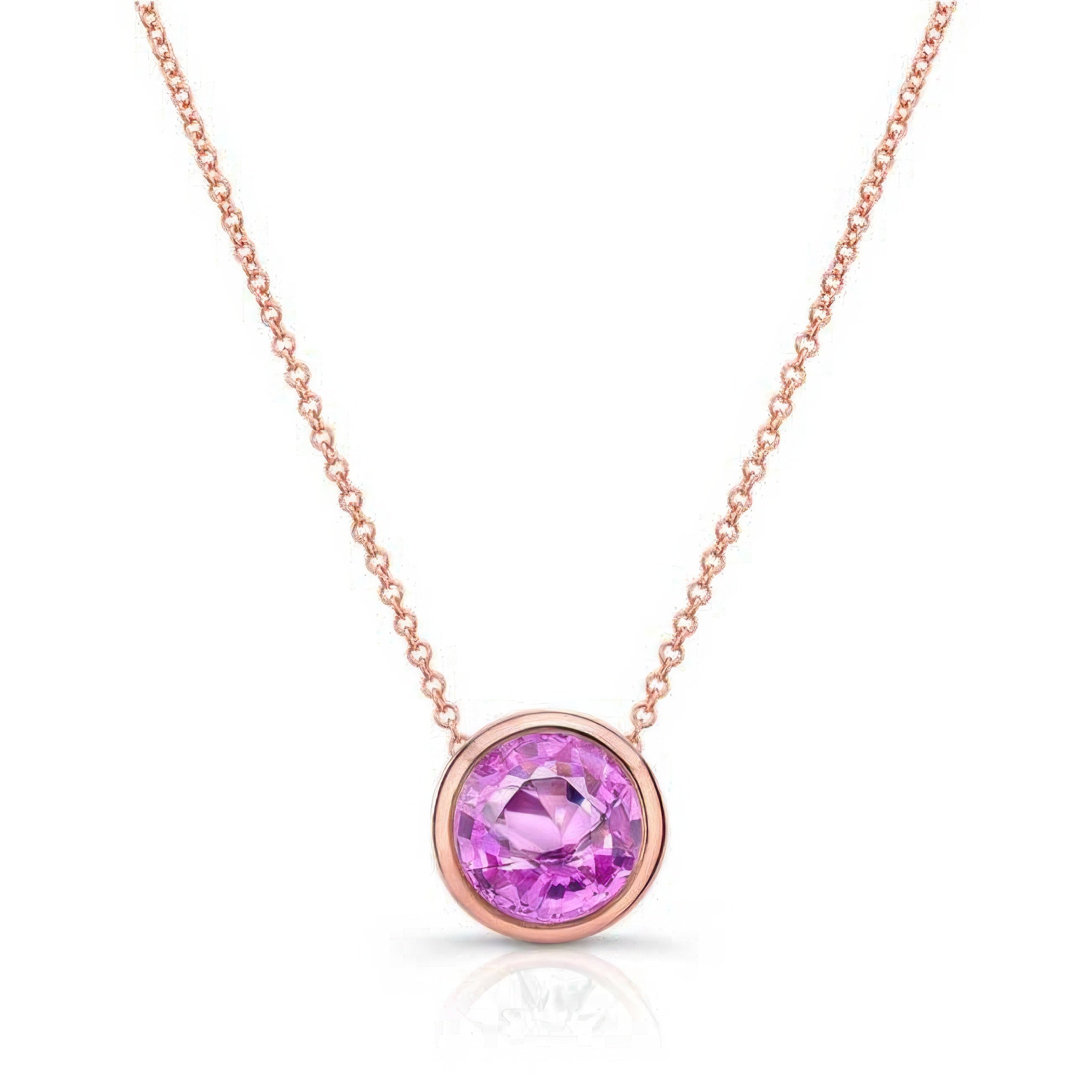 Bezel Pink Sapphire Necklace