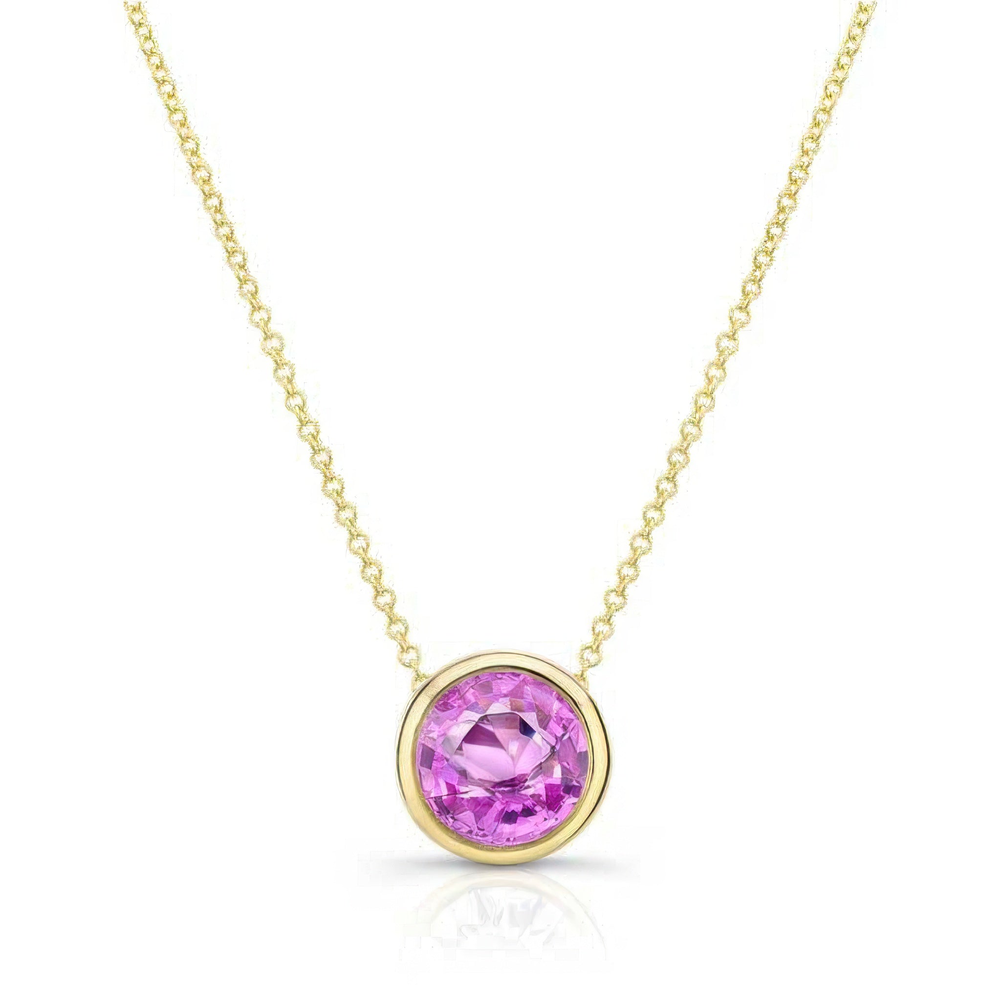 Bezel Pink Sapphire Necklace