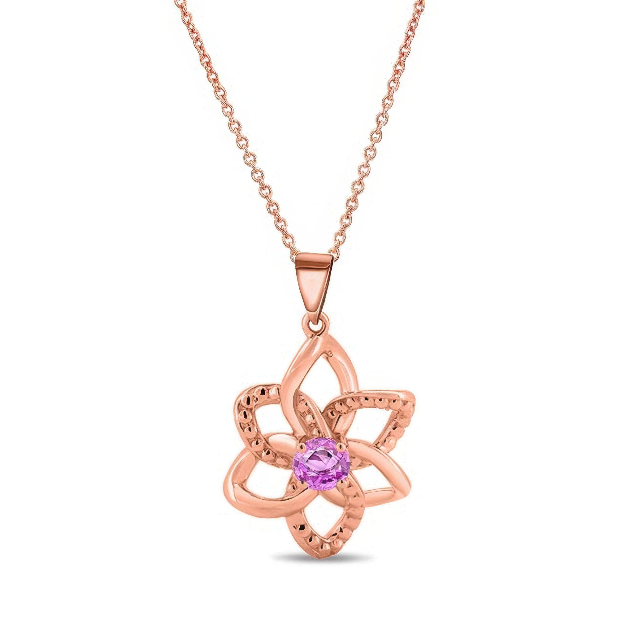 Pink Sapphire Flower Necklace