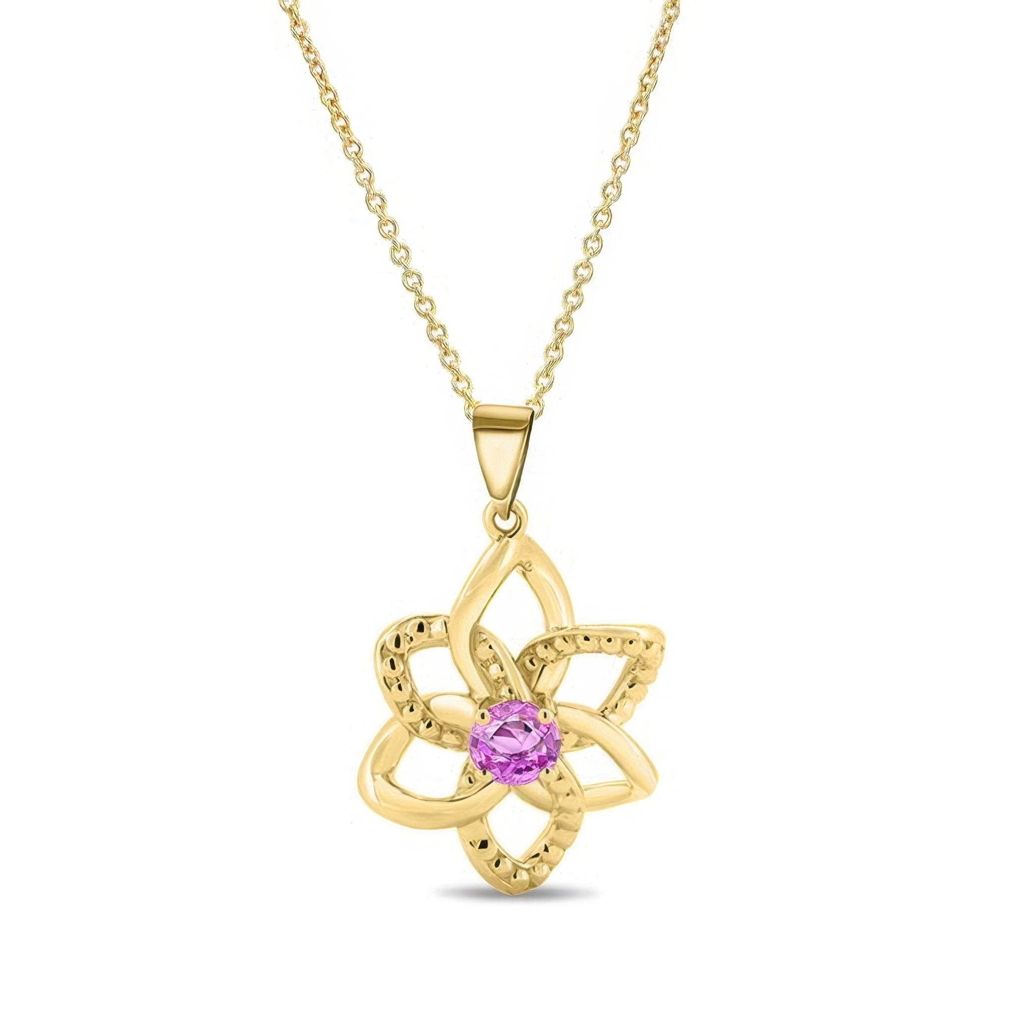 Pink Sapphire Flower Necklace