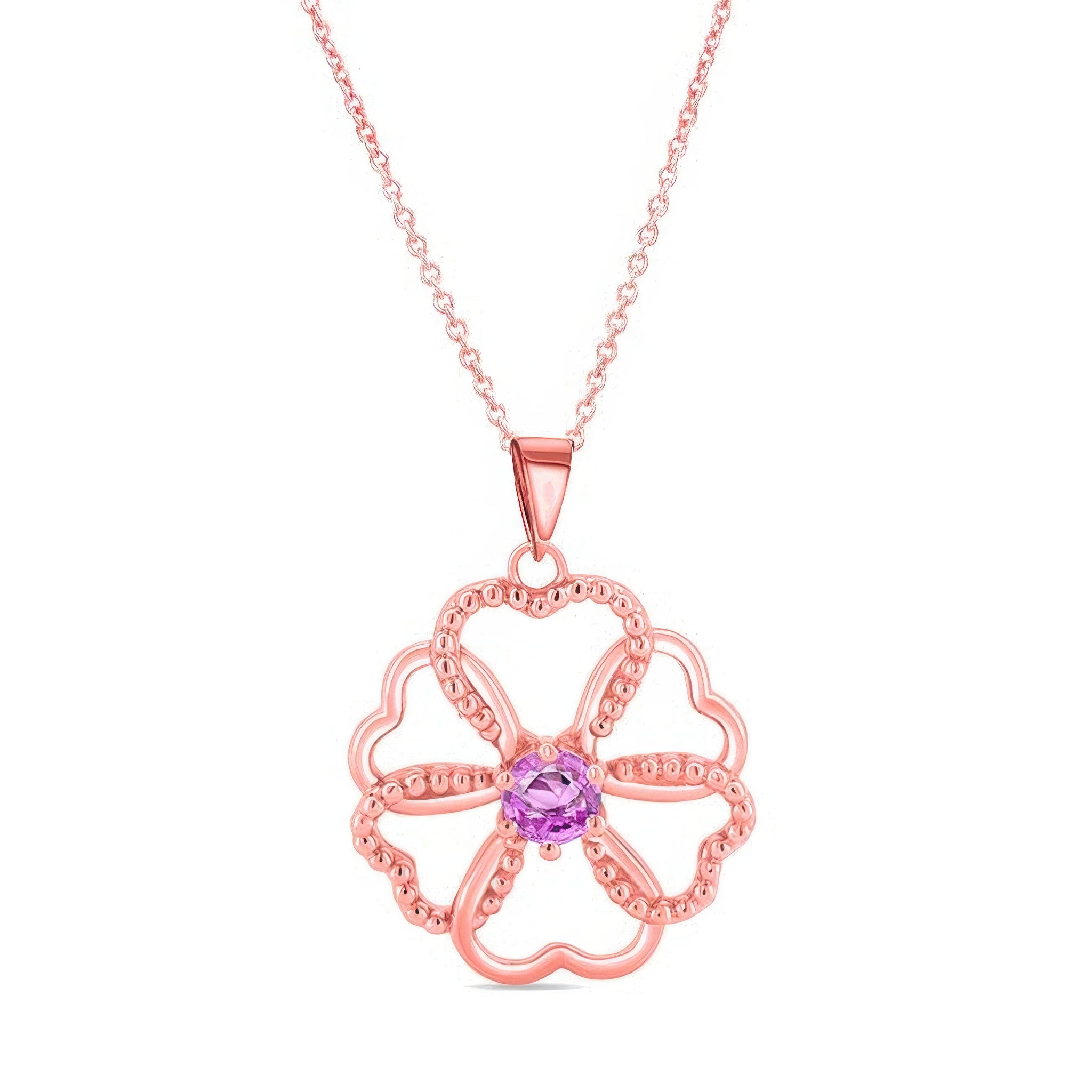 Pink Sapphire Heart Necklace