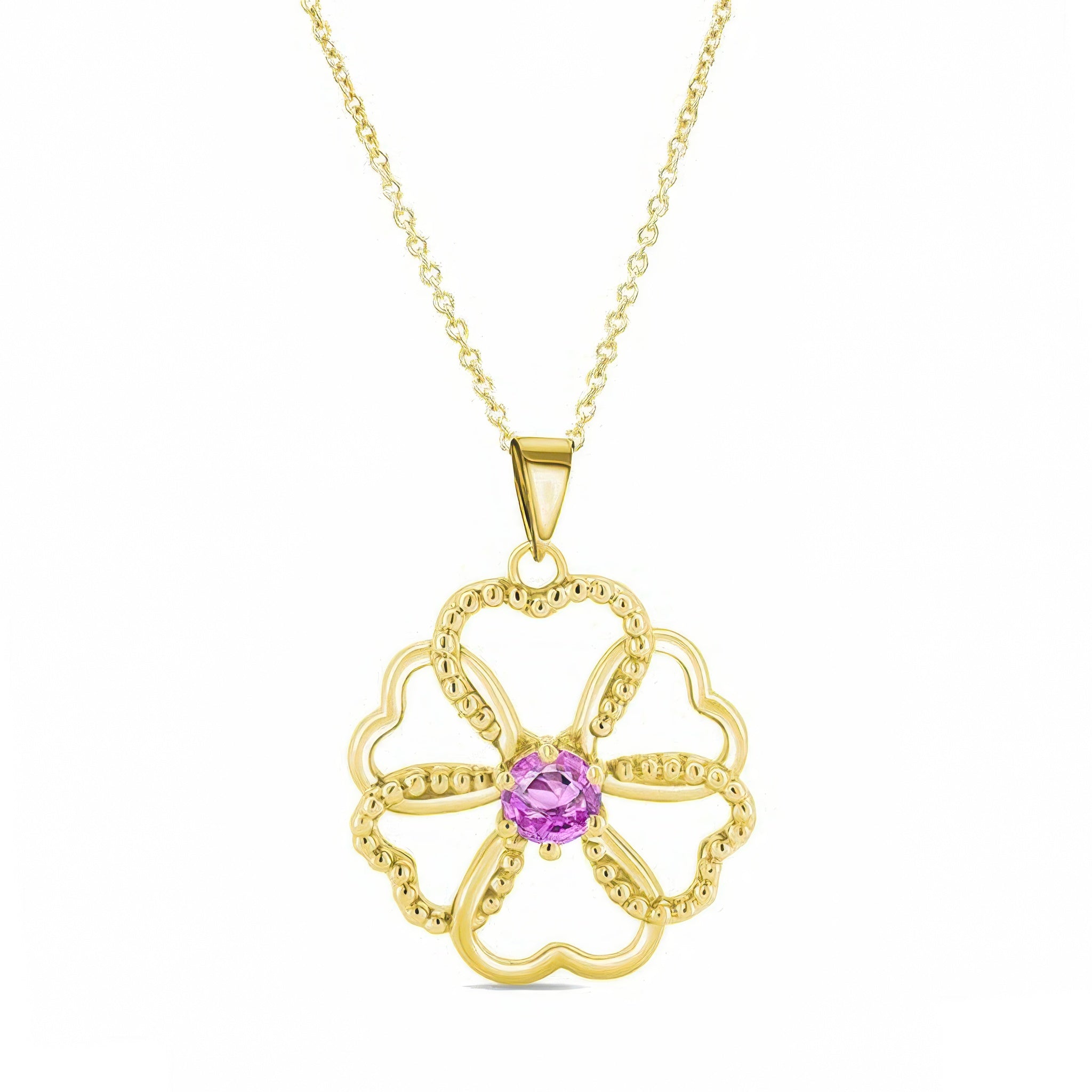 Pink Sapphire Heart Necklace