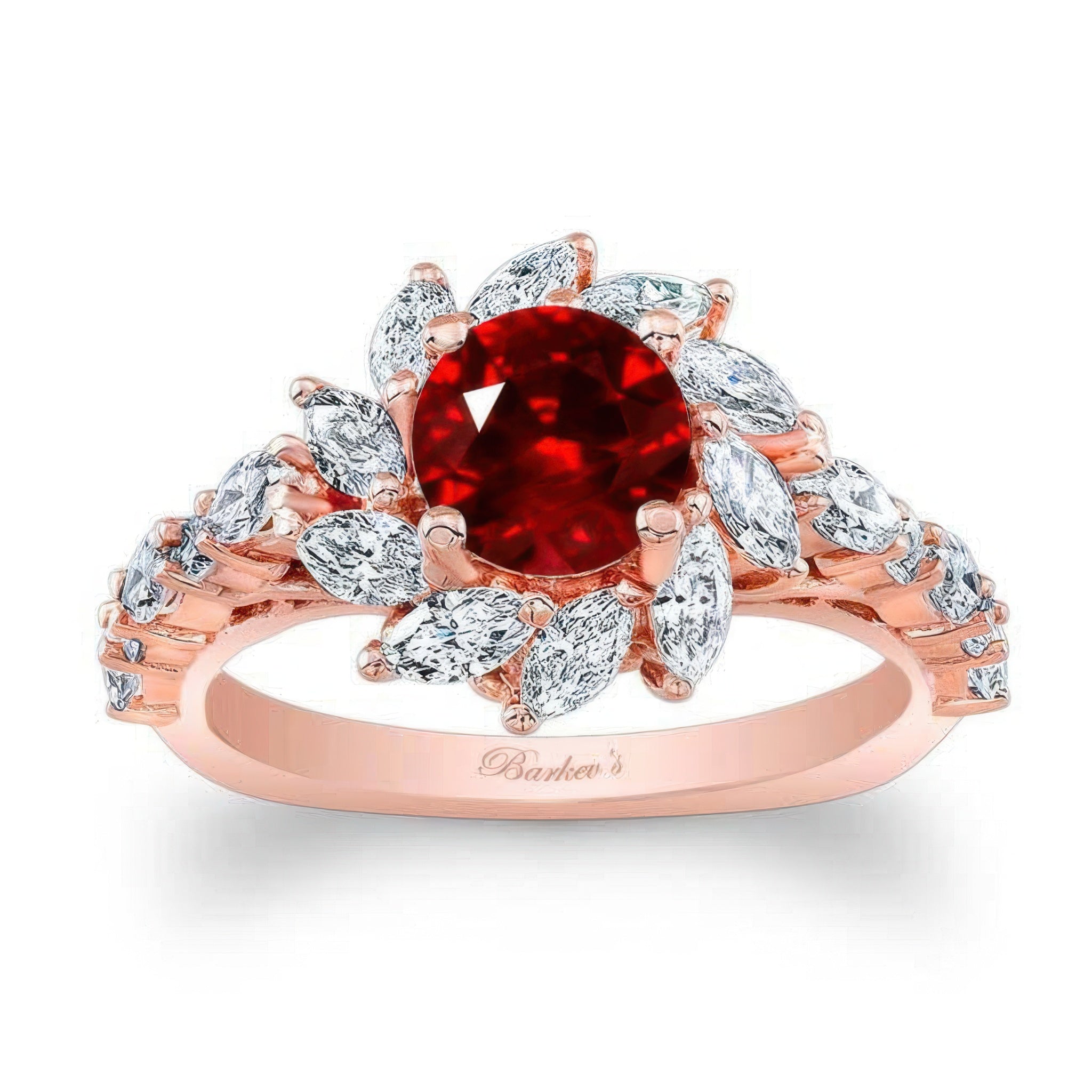 Ruby And Diamond Sunflower Engagement Ring