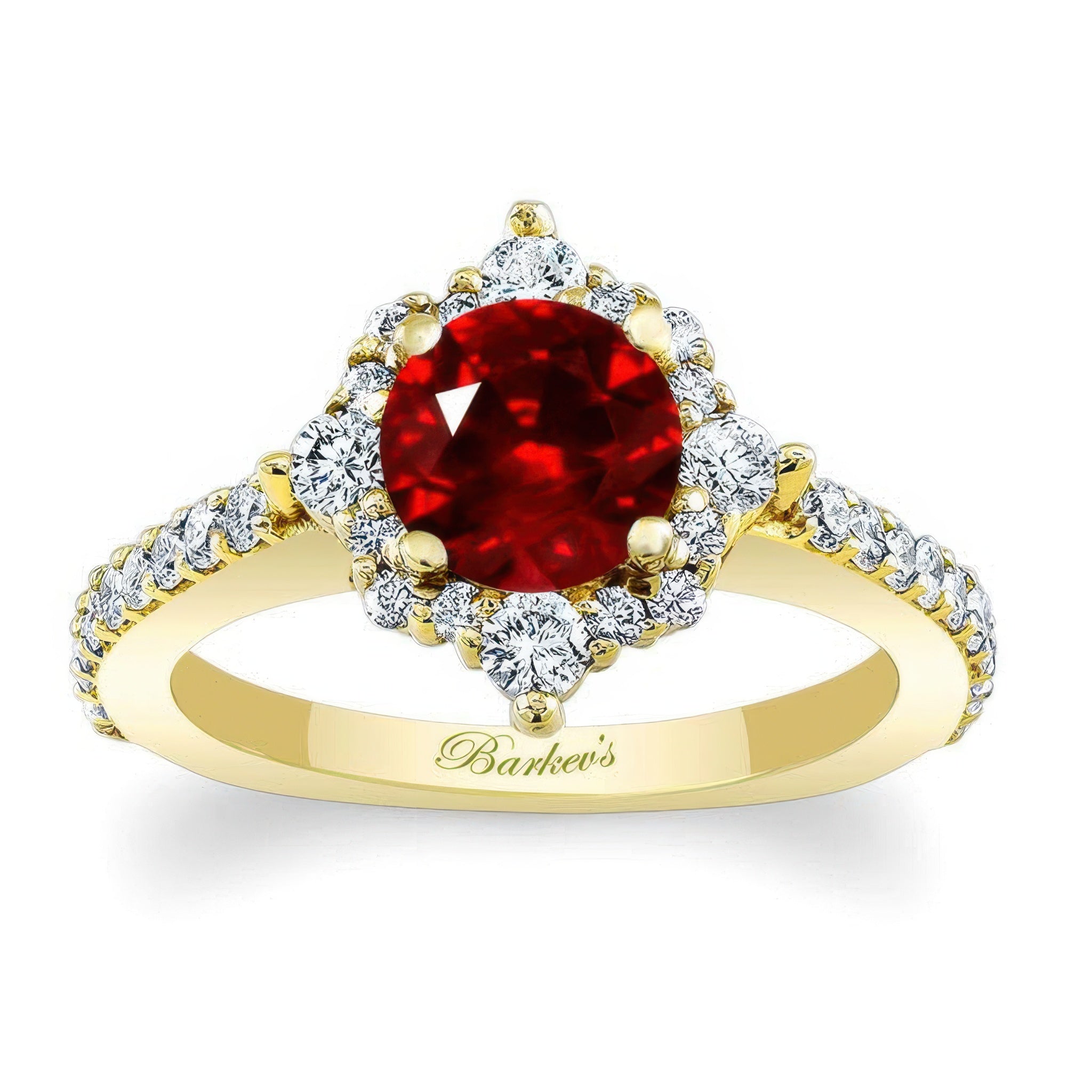 Classic Halo Ruby And Diamond Engagement Ring